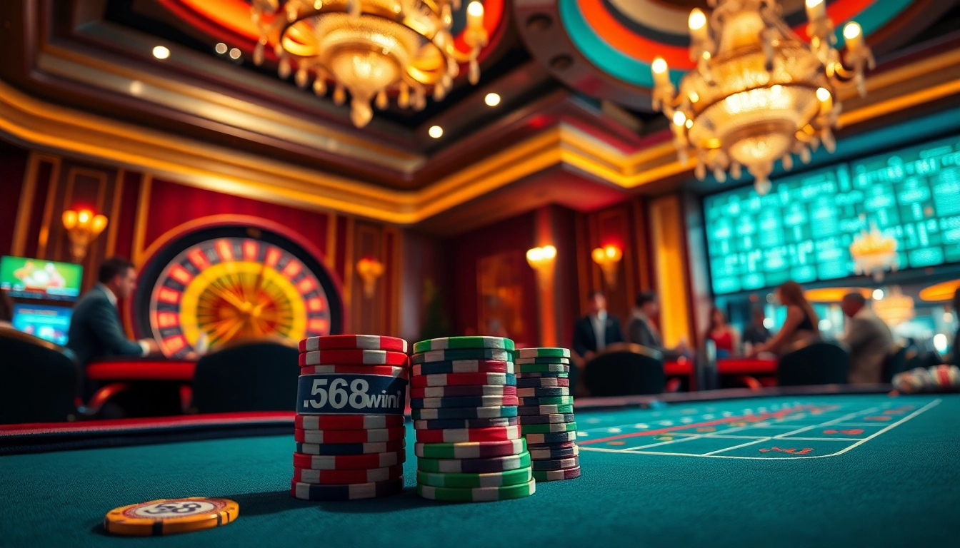 58win features a lively casino scene with players at a blackjack table, showcasing thrilling gambling moments.
