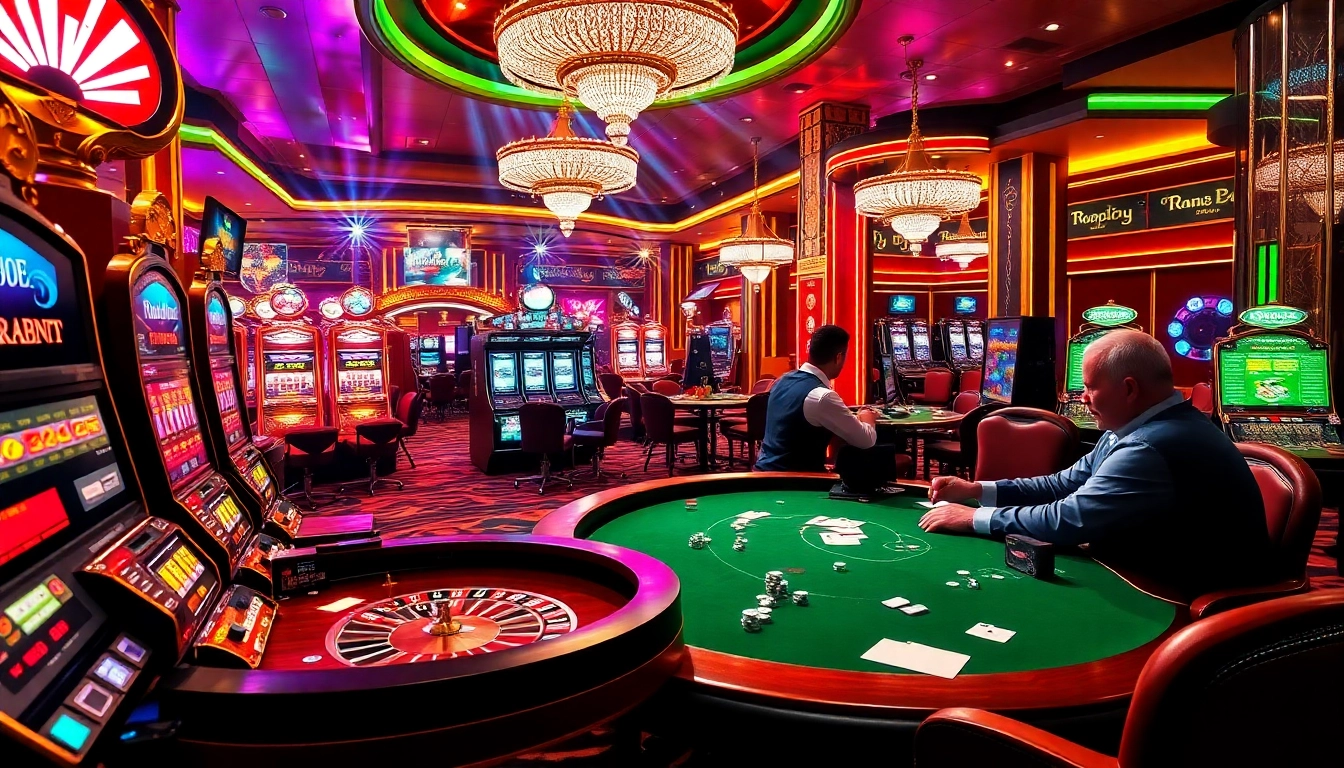 s666 showcases an exciting casino atmosphere with vibrant slot machines, poker tables, and vibrant lighting.