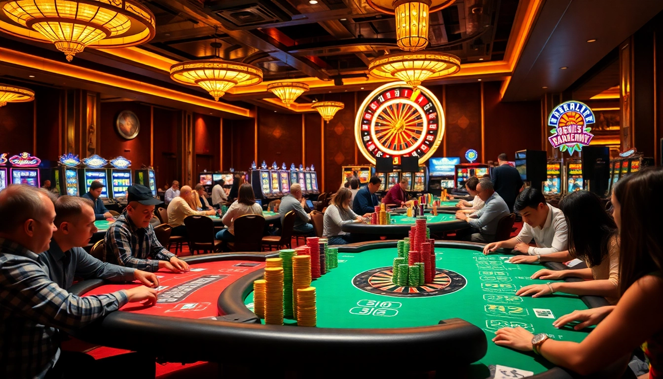 Players at a vibrant casino table engage in thrilling games at https://new88c.co/, showcasing excitement and strategy.