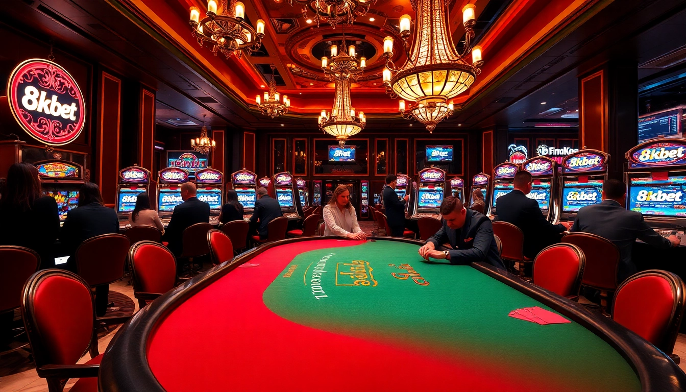 8kbet offers an exciting poker game experience in a luxurious casino setting.